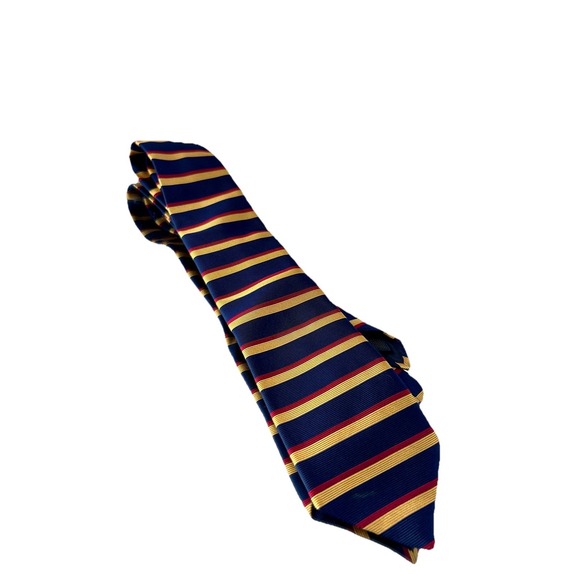 Brooks Brothers Other - Brooks Brothers Vintage Navy Blue Pink Yellow Horizontal Stripes Silk Necktie US